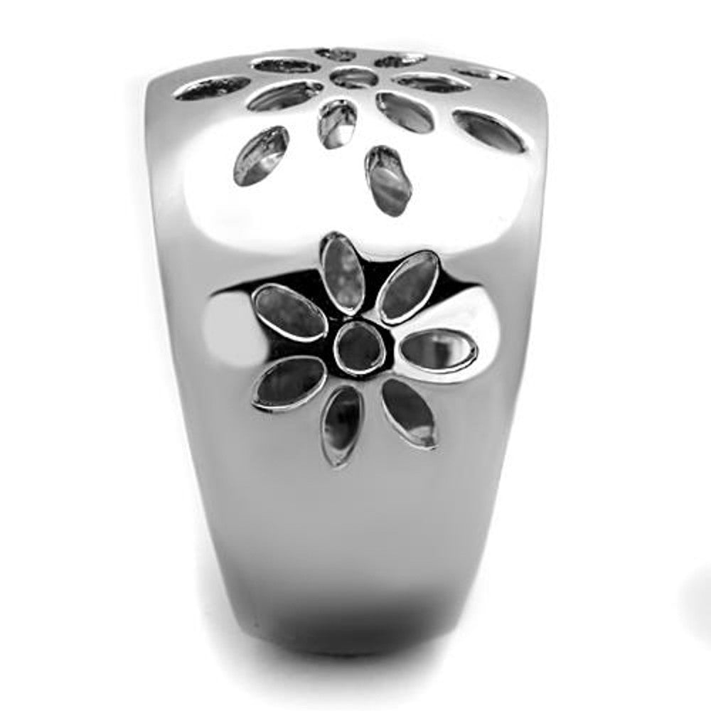 ARTK1684 Stainless Steel 316 High Polished Flower Design Fashion Ring Women's Size 5-10